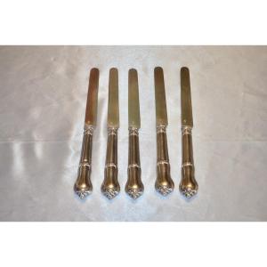 Suite Of 5 Knives In Sterling Silver 19th Century