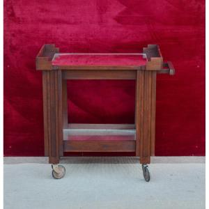 Servant / Trolley On Wheels In Teak Art Deco Period
