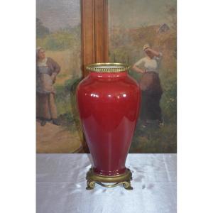 Art Nouveau Ox Blood Ceramic Vase