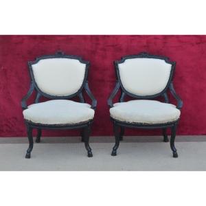 Pair Of Napoleon III Fireside Chairs