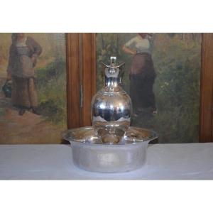 Ewer And Its Basin In Sterling Silver, Paris, Late 18th Century