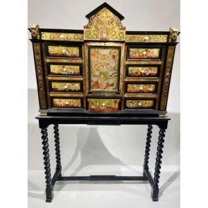 Architectural Cabinet In Renaissance Style Marquetry In The Taste Of The Far East With 3 Secret Caches