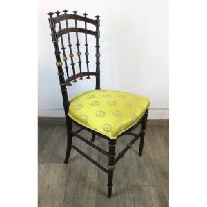 Napoleon III Chair Yellow Silk Seat Decorated With Bees And Laurels, Symbol Of The 1st Empire