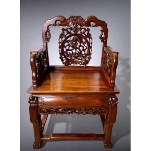 Office Armchair 19th Far Eastern Ceremonial Seat In Ironwood 
