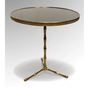 Maison Baguès Side Table End Table Smoking Table Gilded Brass Bamboo Black Opaline