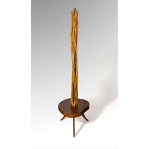 1950 Floor Lamp In Exotic Natural Wood