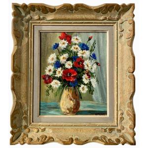 Wildflowers In A Vase André Robert Planès Montmorillon Vienne Oil On Canvas Pornic 