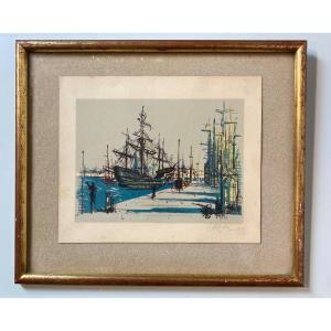 Jean Carzou 1954 (1907-2000) View Of A Port Signed Lithograph