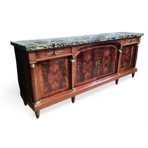 Miniature Empire Mahogany Sideboard Inside Oak  Green Marble Master's Furniture Dollhouse 