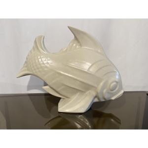 Lejan Ceramic Signed Art Deco 1930 Crackle Fish