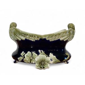 De Bruyn Jardinière Cache Pot Hawthorn Flowers Midnight Blue Art Nouveau Jungenstil Style 1880