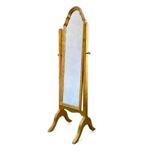 Mid-20th Century Italian Gilded Wooden Psyche Mirror On Stand 