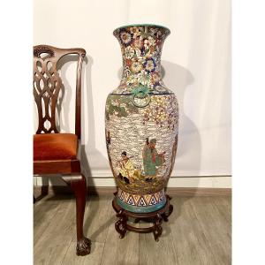 Large Signed Vietnamese Vase Bien Hoa On A Pedestal, Vietnam, Taoism 