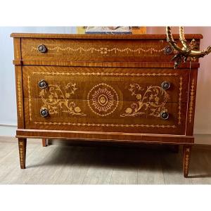 Chest Of Drawers From Northern Italy, Lombardy Region, Veneered With Rosewood, Maple And Fruitwoods