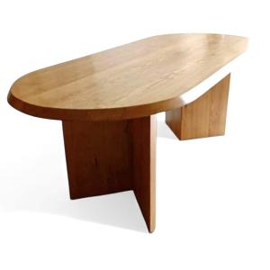 Oval Table In Solid Elm By Pierre Chapo 