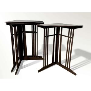 1905 Gustave Serrurier Bovy Trio Of Nesting Tables In Mahogany