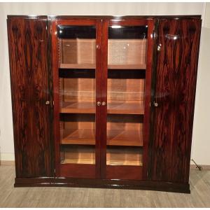 Art Deco Bookcase Rosewood And Mahogany, Slightly Curved