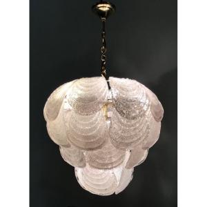 Chandelier 1950 Murano Shells In Handmade Glass Paste