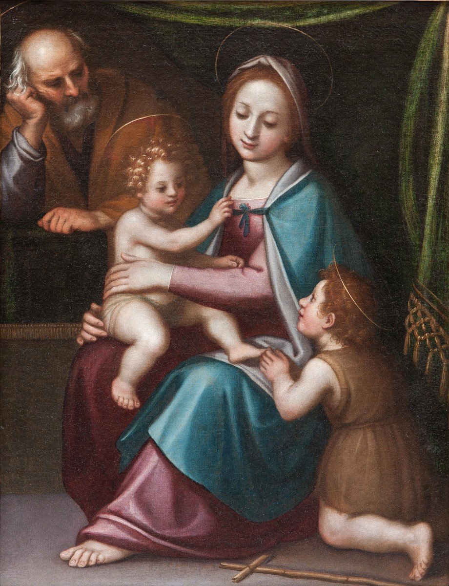 Cerchia di Bernardo Castello (1557-1629) Sacra famiglia con San Giovannino-photo-2