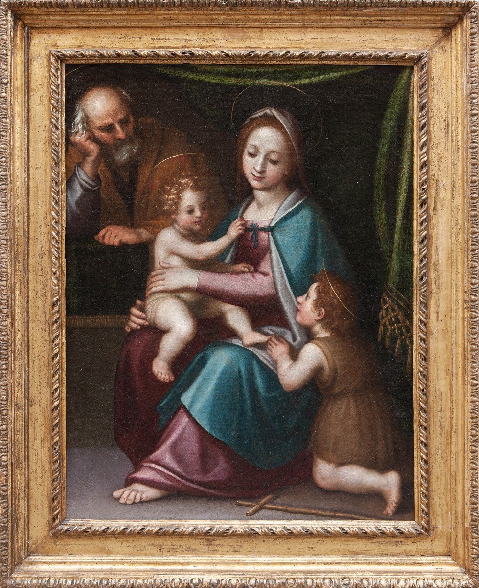 Cerchia di Bernardo Castello (1557-1629) Sacra famiglia con San Giovannino