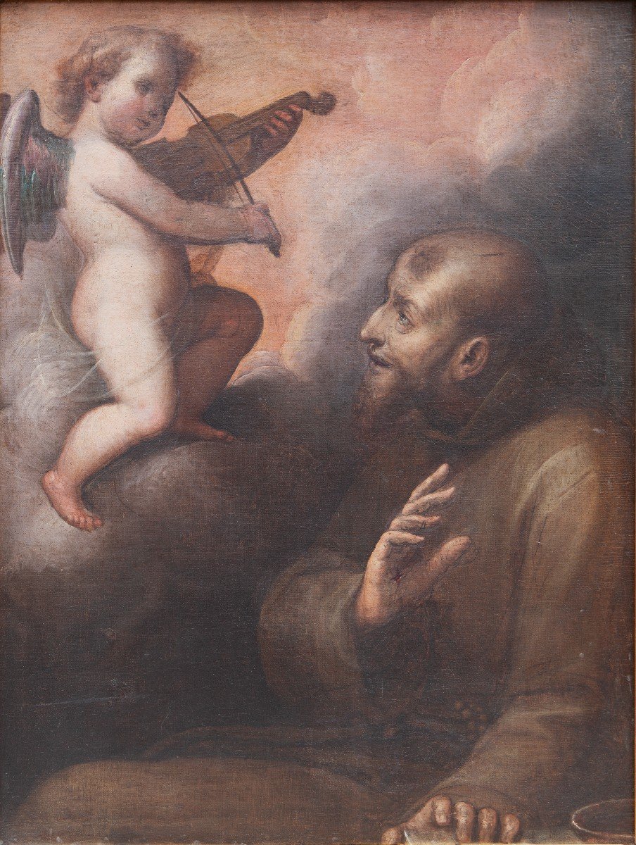 Guglielmo Caccia detto il Moncalvo (1568 –1625)  San Francesco d’Assisi confortato da un angelo-photo-2