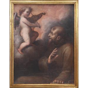Guglielmo Caccia detto il Moncalvo (1568 –1625)  San Francesco d’Assisi confortato da un angelo