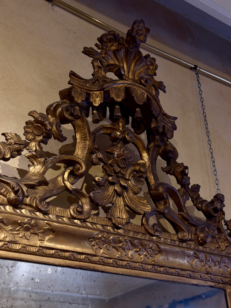 Importante specchiera Luigi XIV in legno intagliato e dorato, Venezia, fine XVII secolo-photo-4