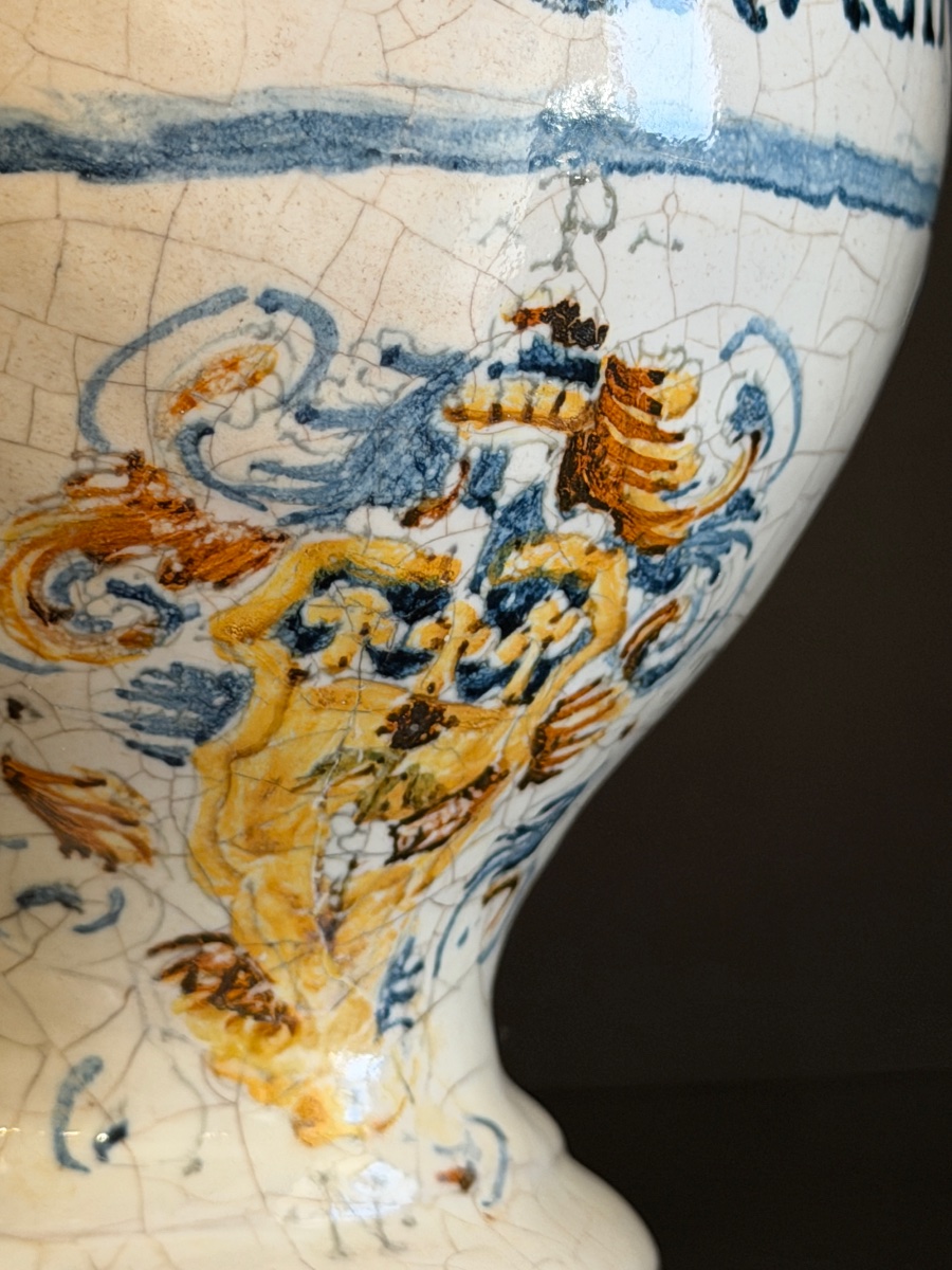 Albarello da farmacia in maiolica compendiaria di Faenza, fine XVI secolo-photo-2