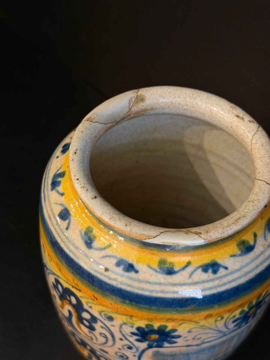 Albarello in maiolica di Montelupo con decoro rinascimentale, XVI secolo-photo-4
