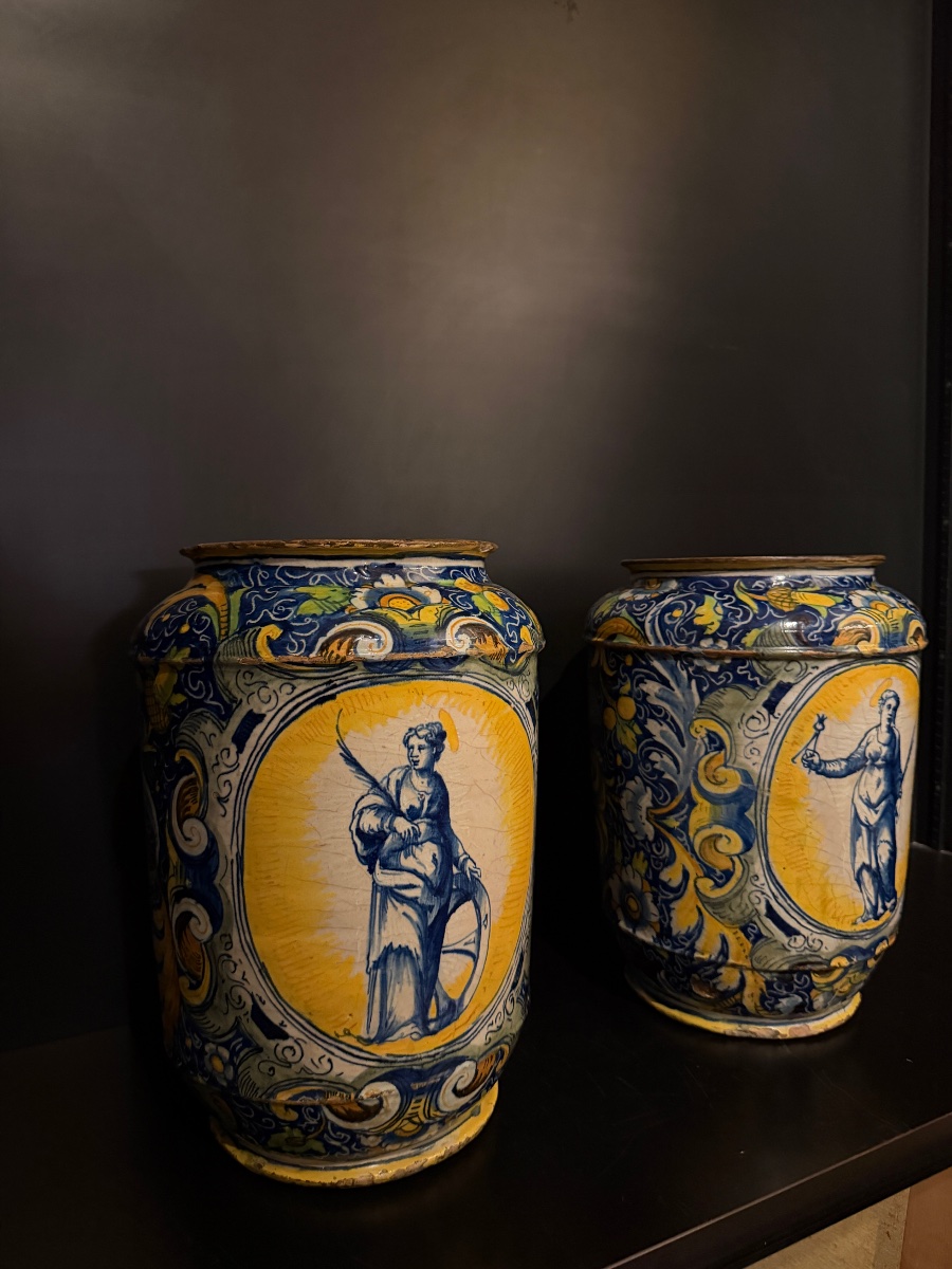 Coppia di grandi vasi da farmacia veneziani di Mastro Domenico Betti, XVI secolo-photo-3