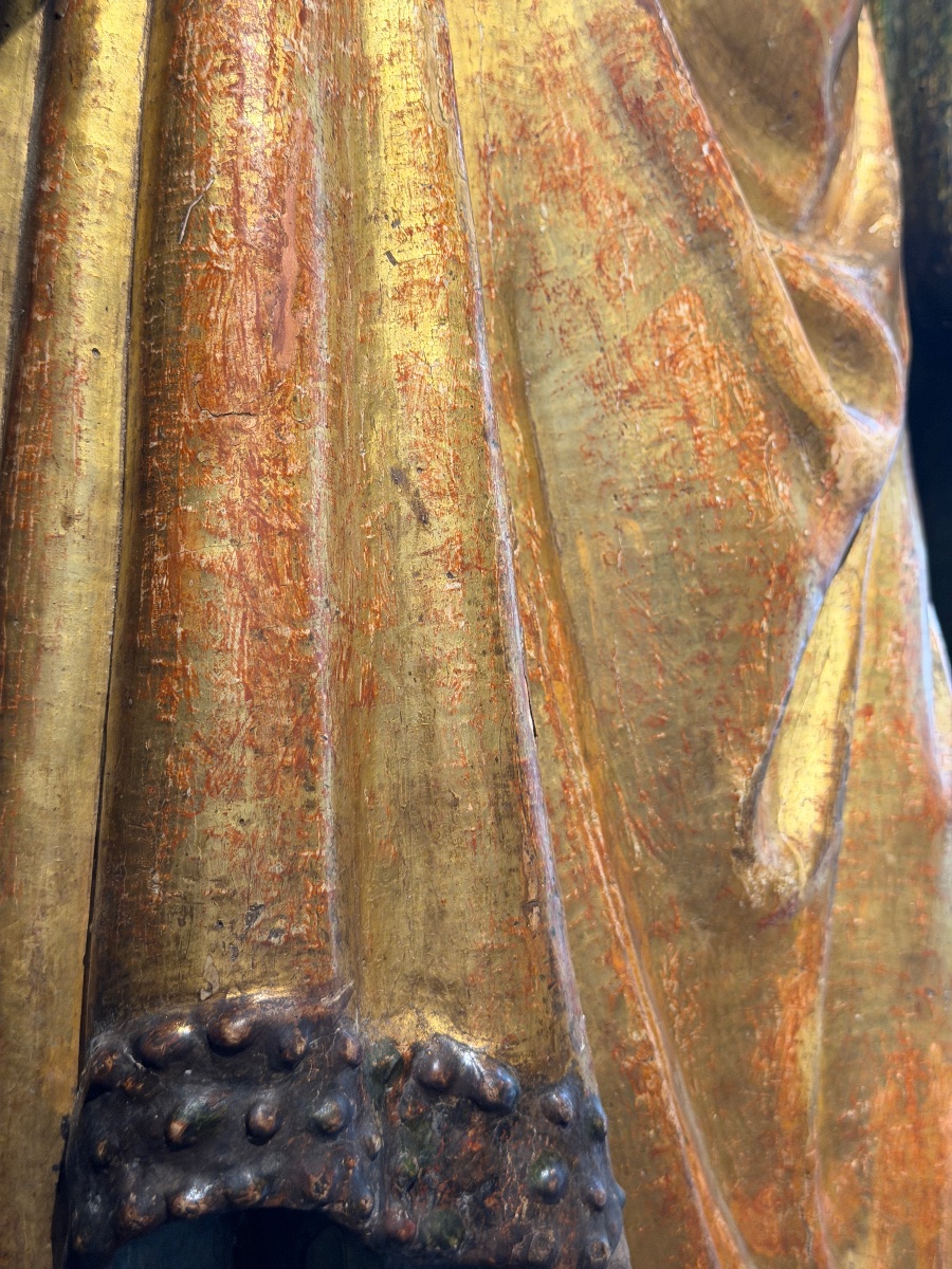 Grande scultura senese in legno policromo raffigurante figura biblica femminile, 1500 circa-photo-2