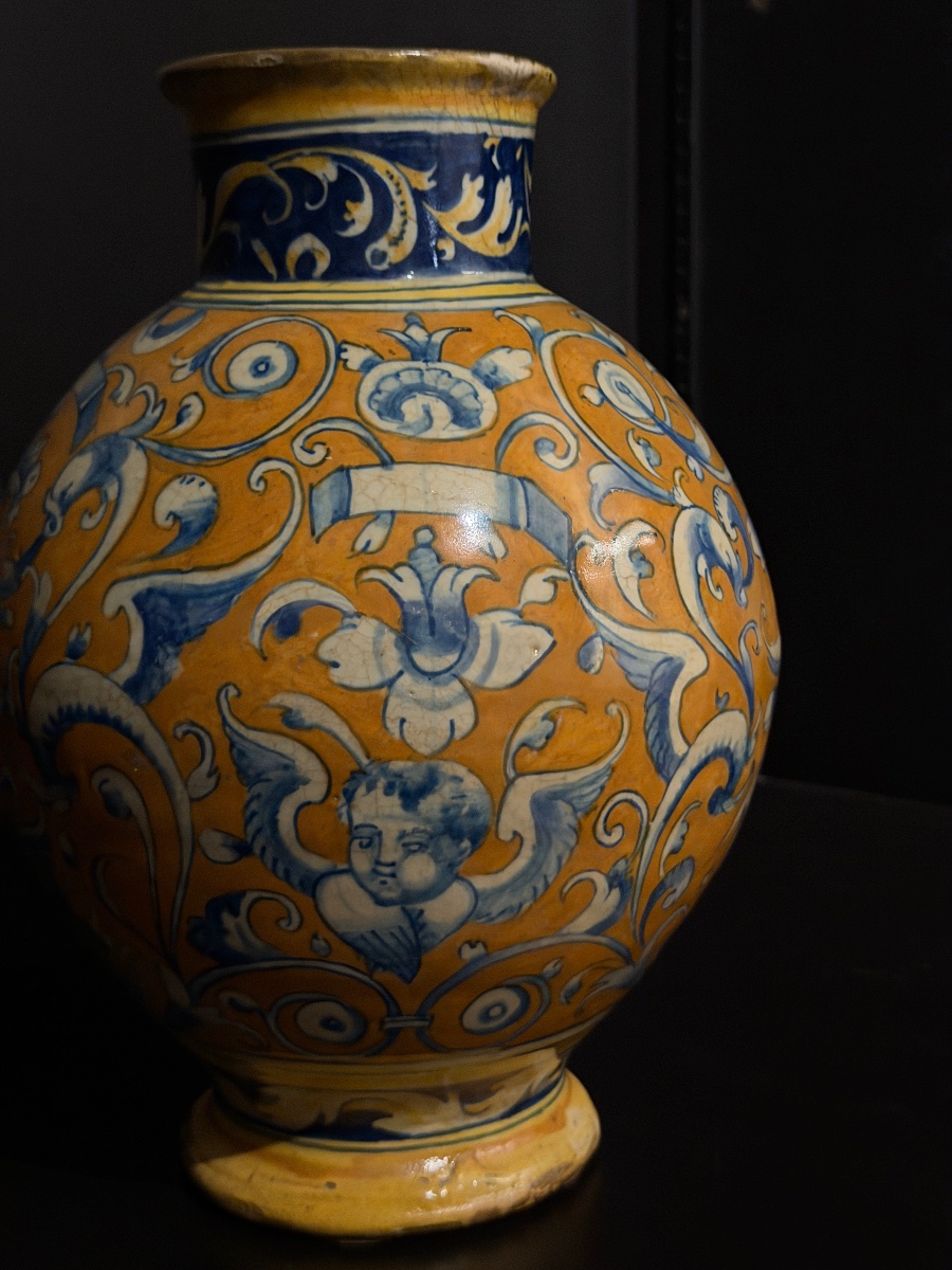 Raro vaso in maiolica di Faenza a decorazione policroma, XVI secolo-photo-3