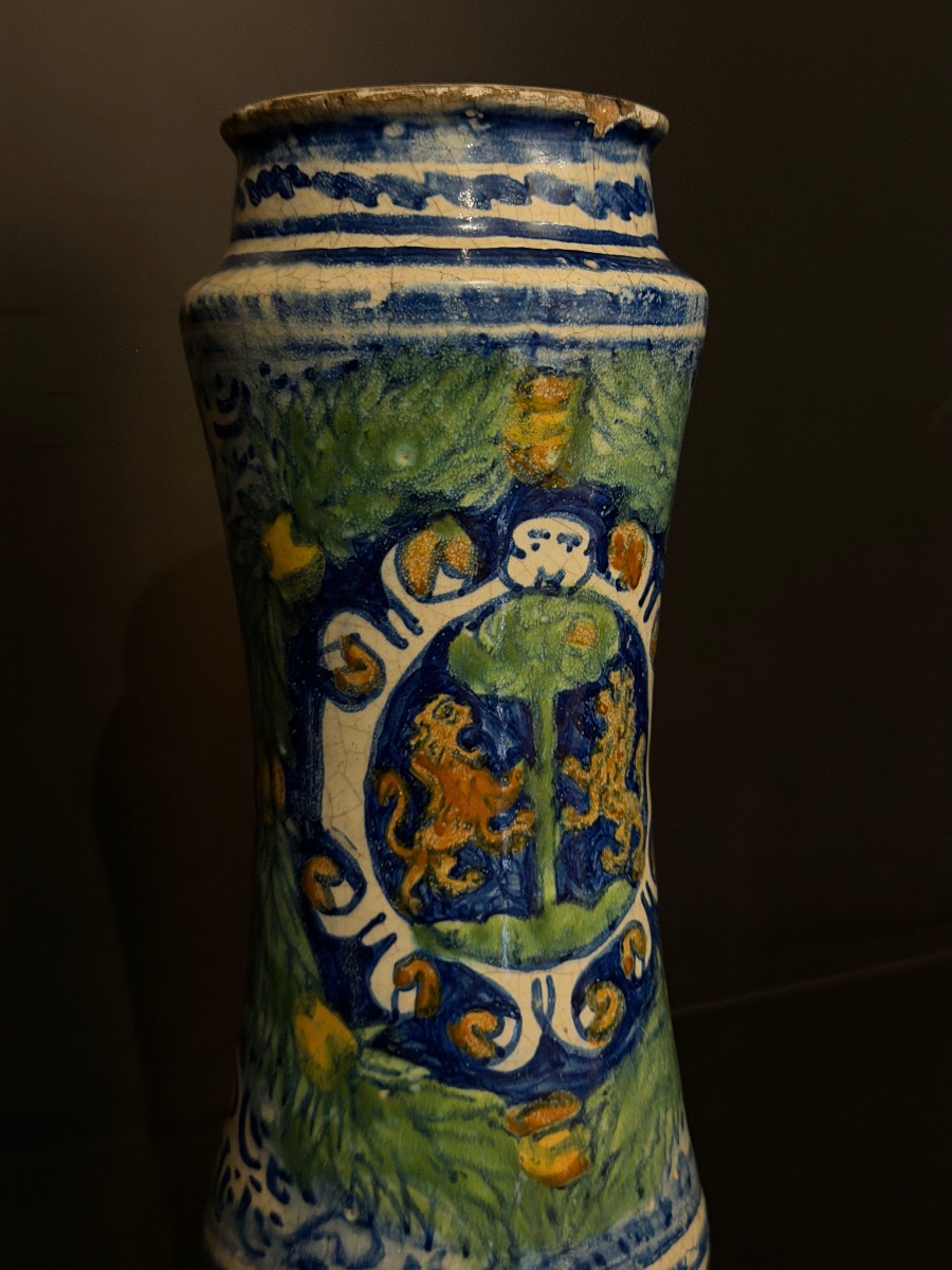 Albarello in maiolica policroma di Trapani, Sicilia, XVI secolo-photo-2
