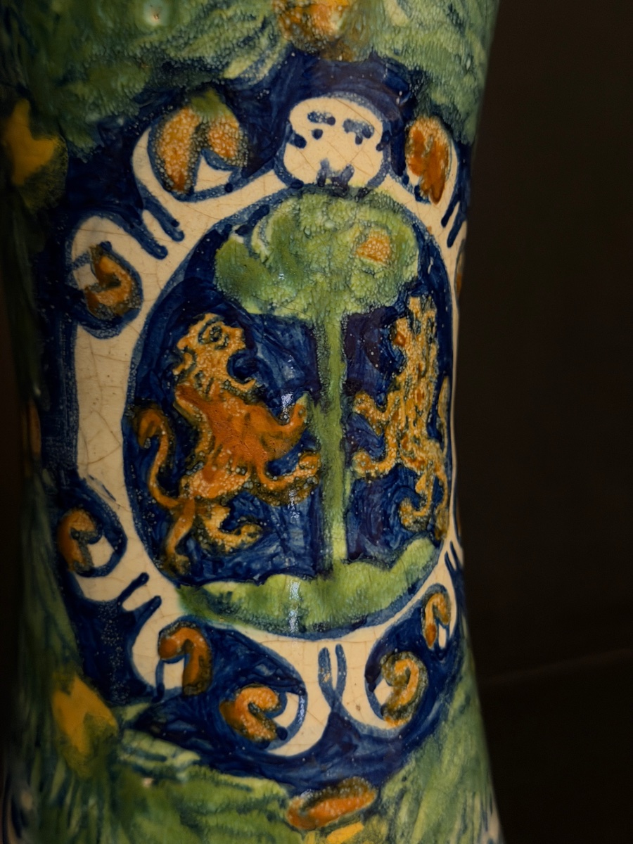 Albarello in maiolica policroma di Trapani, Sicilia, XVI secolo-photo-3