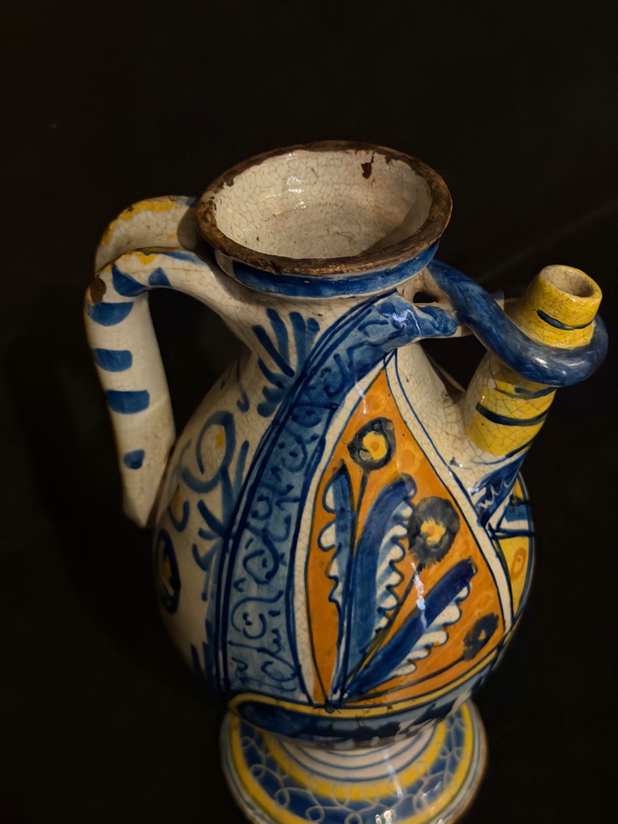 Boccale in maiolica policroma di Siena, XV secolo-photo-2