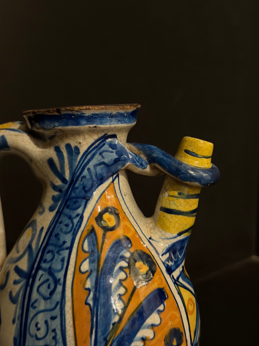 Boccale in maiolica policroma di Siena, XV secolo-photo-3