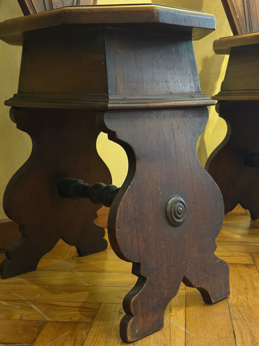 Coppia di sedute toscane in legno, Firenze, XVII secolo-photo-3