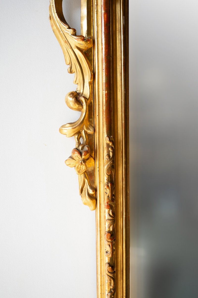 Specchiera antica in legno dorato intagliato-photo-2