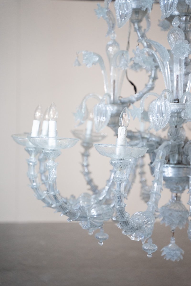 Lampadario in vetro di Murano anni '50, con 12 luci-photo-2