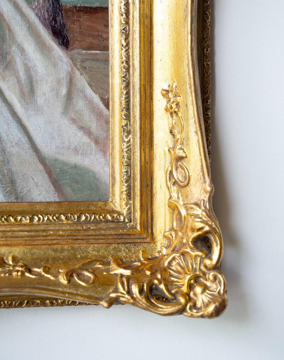 Dama con gioielli e gazza ladra – Olio su tela – metà XIX secolo-photo-2