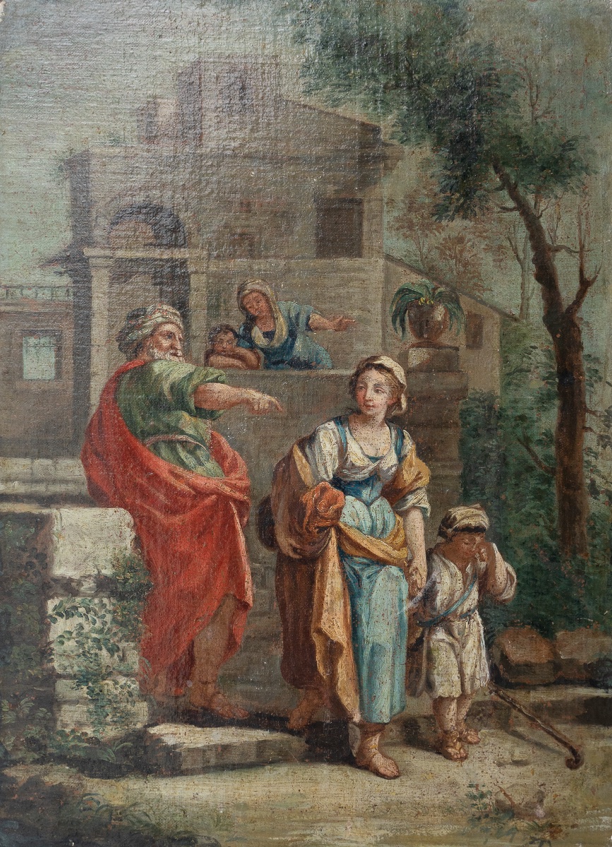 Coppia di dipinti ad olio su tela – Scene bibliche pastorali-photo-5