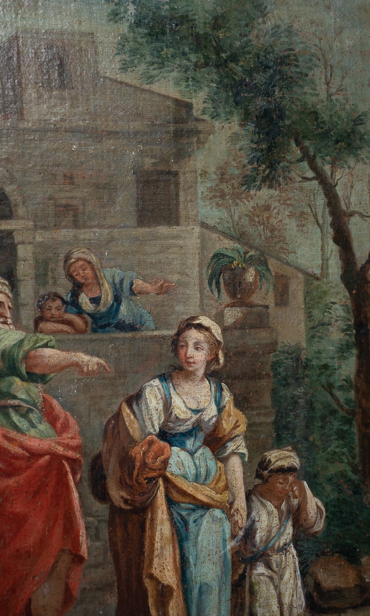 Coppia di dipinti ad olio su tela – Scene bibliche pastorali-photo-7