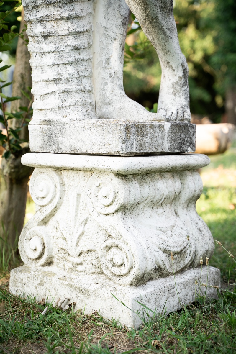 Putto con flauto – Scultura liberty in graniglia, anni ’30-photo-3