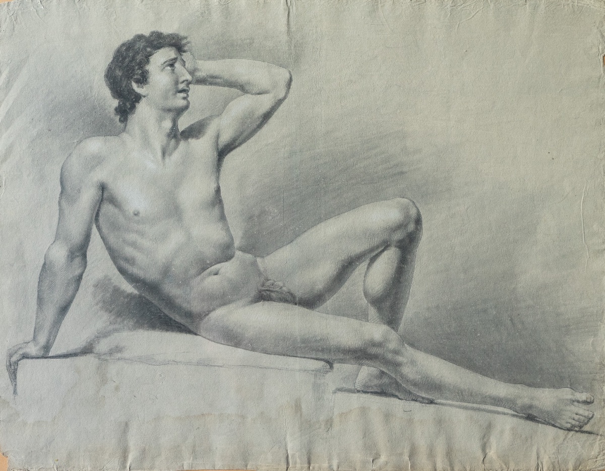 Studi accademici di nudo maschile – Scuola neoclassica, prima metà del XIX secolo-photo-2