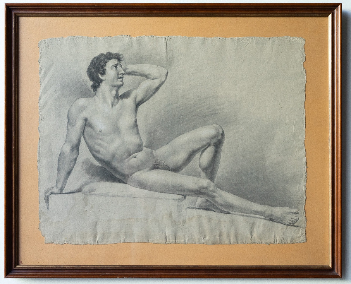 Studi accademici di nudo maschile – Scuola neoclassica, prima metà del XIX secolo-photo-3