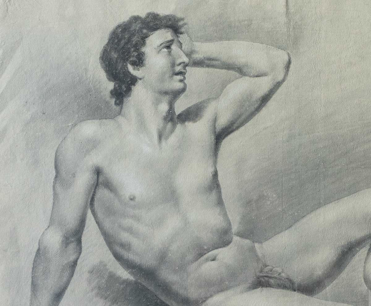 Studi accademici di nudo maschile – Scuola neoclassica, prima metà del XIX secolo-photo-4