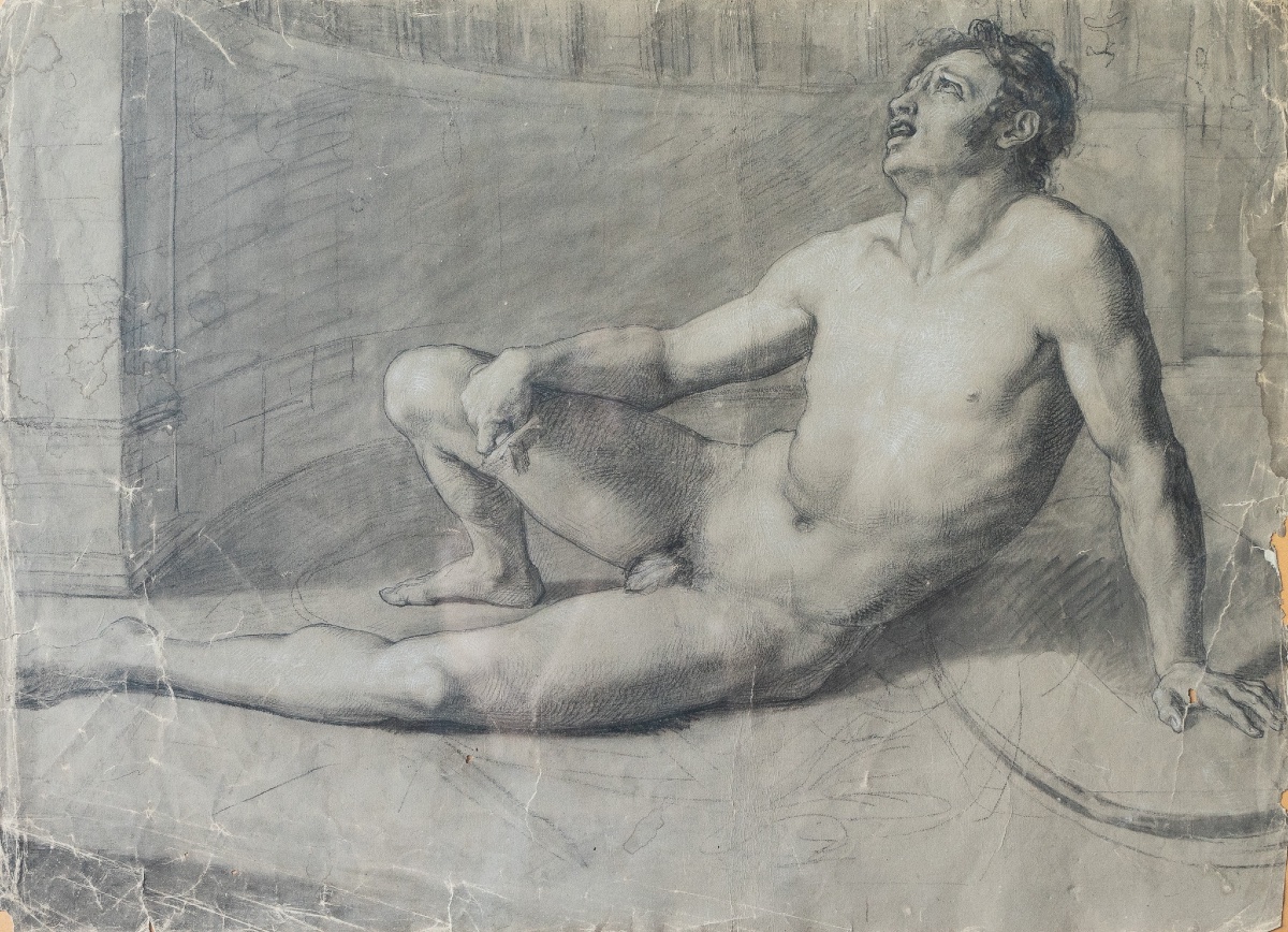 Studi accademici di nudo maschile – Scuola neoclassica, prima metà del XIX secolo-photo-1