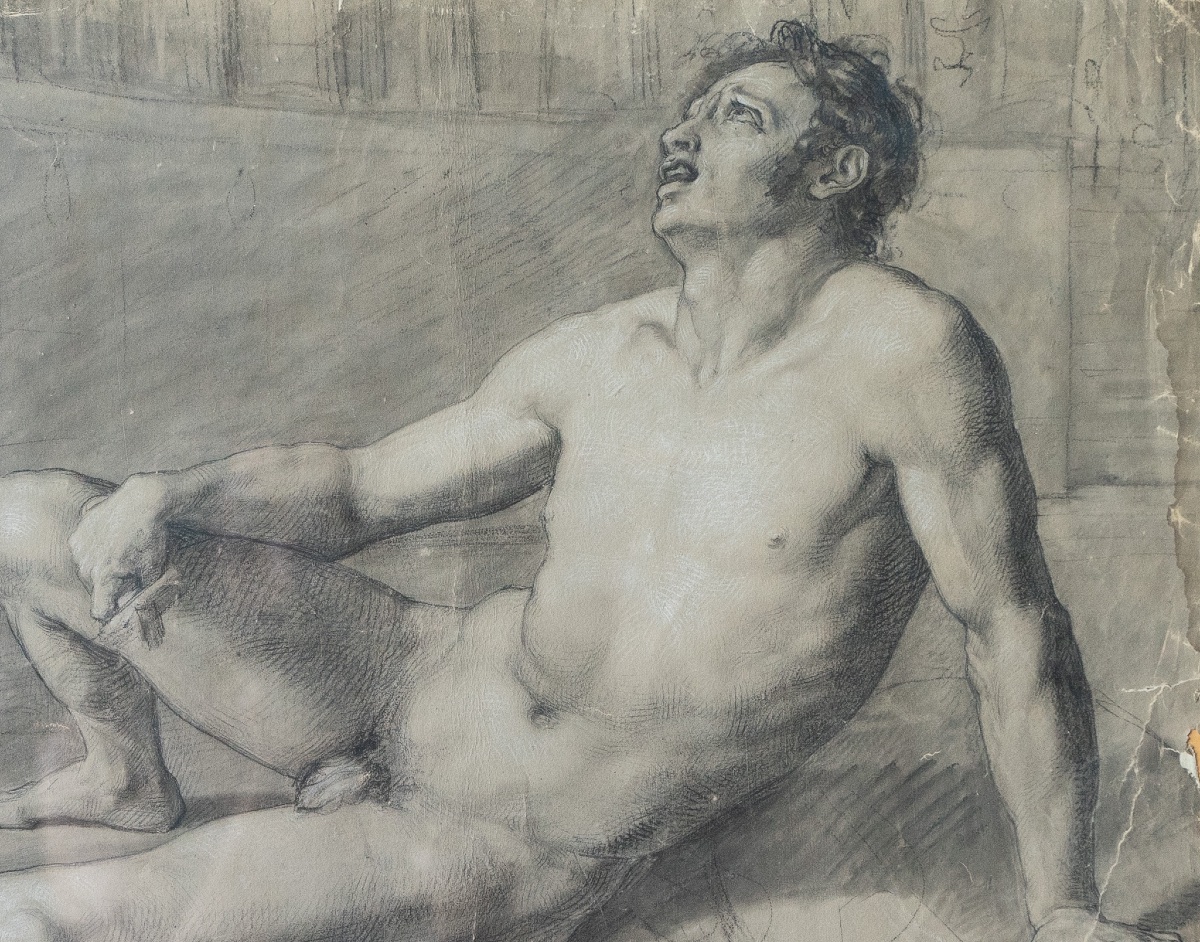 Studi accademici di nudo maschile – Scuola neoclassica, prima metà del XIX secolo-photo-3