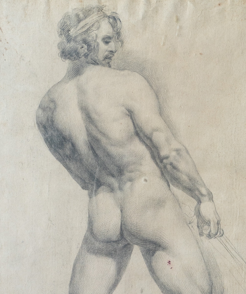 Studi accademici di nudo maschile – Scuola neoclassica, prima metà del XIX secolo-photo-8