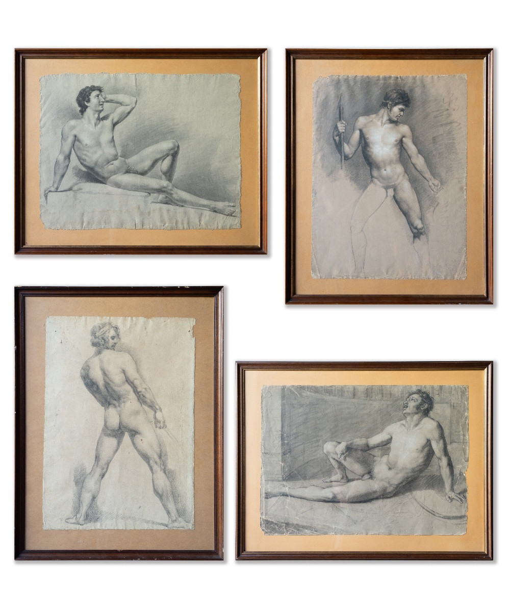 Studi accademici di nudo maschile – Scuola neoclassica, prima metà del XIX secolo